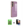 MARSİLYAN™- Galaxy A24 4G Kılıf Yankı Serisi - Siyah 3D Antistatik Mat Seramik Nano Ekran Koruyucu + Raze Metal Kamera Lens - SH
