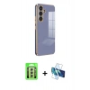 MARSİLYAN™- Galaxy A24 4G Kılıf Yankı Serisi - Siyah 3D Antistatik Seramik Nano Ekran Koruyucu + Raze Metal Kamera Lens - GS