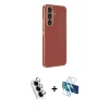 MARSİLYAN™- Galaxy A24 4G Kılıf Yankı Serisi - Siyah 3D Antistatik Seramik Nano Ekran Koruyucu + Valdez Metal Kamera Lens - GS