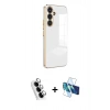 MARSİLYAN™- Galaxy A24 4G Kılıf Yankı Serisi - Siyah 3D Antistatik Seramik Nano Ekran Koruyucu + Valdez Metal Kamera Lens - GS