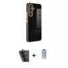 MARSİLYAN™- Galaxy A24 4G Kılıf Yankı Serisi - Siyah Joko Magic 5D Cam + Valdez Metal Kamera Lens - SH