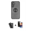 MARSİLYAN™- Galaxy A24 4G Kılıf Yörünge Çizgi - Siyah 3D Antistatik Mat Seramik Nano Ekran Koruyucu + Valdez Metal Kamera Lens - SH