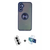 MARSİLYAN™- Galaxy A24 4G Kılıf Yörünge Çizgi - Siyah 3D Antistatik Seramik Nano Ekran Koruyucu + Valdez Metal Kamera Lens - GS