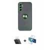 MARSİLYAN™- Galaxy A24 4G Kılıf Yörünge Çizgi - Siyah 3D Antistatik Seramik Nano Ekran Koruyucu + Kamera Lens Koruma Cam - SF