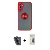 MARSİLYAN™- Galaxy A24 4G Kılıf Yörünge Çizgi - Siyah 6D Mat Seramik Hayalet Nano Ekran Koruyucu + Valdez Metal Kamera Lens - SH