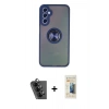 MARSİLYAN™- Galaxy A24 4G Kılıf Yörünge Çizgi - Siyah 6D Mat Seramik Hayalet Nano Ekran Koruyucu + Valdez Metal Kamera Lens - SH