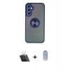 MARSİLYAN™- Galaxy A24 4G Kılıf Yörünge Çizgi - Siyah Joko Magic 5D Cam + Kamera Lens Koruma Cam - SF