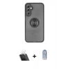 MARSİLYAN™- Galaxy A24 4G Kılıf Yörünge Çizgi - Siyah Joko Magic 5D Cam + Kamera Lens Koruma Cam - SF