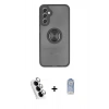 MARSİLYAN™- Galaxy A24 4G Kılıf Yörünge Çizgi - Siyah Joko Magic 5D Cam + Valdez Metal Kamera Lens - GS