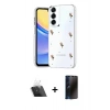 MARSİLYAN™- Galaxy A24 4G Kılıf Yörünge Form - Siyah 3D Antistatik Hayalet Cam Ekran Koruyucu + Kamera Lens Koruma Cam - SF