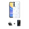 MARSİLYAN™- Galaxy A24 4G Kılıf Yörünge Form - Siyah 3D Antistatik Hayalet Cam Ekran Koruyucu + Kamera Lens Koruma Cam - SF