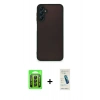 MARSİLYAN™- Galaxy A25 5G Kılıf Ahenk Çizgi Serisi - Şeffaf Pasifik Cam Ekran Koruyucu + Raze Metal Kamera Lens - SH