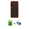 MARSİLYAN™- Galaxy A25 5G Kılıf Ahenk Çizgi Serisi - Siyah 3D Antistatik Cam Ekran Koruyucu + Raze Metal Kamera Lens - SH