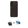 MARSİLYAN™- Galaxy A25 5G Kılıf Ahenk Çizgi Serisi - Siyah 3D Antistatik Cam Ekran Koruyucu + Kamera Lens Koruma Cam - SF