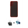 MARSİLYAN™- Galaxy A25 5G Kılıf Ahenk Çizgi Serisi - Siyah 3D Antistatik Cam Ekran Koruyucu + Kamera Lens Koruma Cam - SF