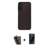 MARSİLYAN™- Galaxy A25 5G Kılıf Ahenk Çizgi Serisi - Siyah 3D Antistatik Hayalet Cam Ekran Koruyucu + Valdez Metal Kamera Lens - SH