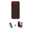MARSİLYAN™- Galaxy A25 5G Kılıf Ahenk Çizgi Serisi - Siyah 3D Antistatik Mat Seramik Nano Ekran Koruyucu + Valdez Metal Kamera Lens - GS