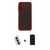 MARSİLYAN™- Galaxy A25 5G Kılıf Ahenk Çizgi Serisi - Siyah 6D Antistatik Mat Seramik Hayalet Nano Ekran Koruyucu + Valdez Metal Kamera Lens - GS