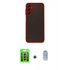 MARSİLYAN™- Galaxy A25 5G Kılıf Ahenk Çizgi Serisi - Siyah Joko Magic 5D Cam + Raze Metal Kamera Lens - SH
