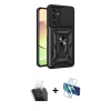 MARSİLYAN™- Galaxy A25 5G Kılıf Ahenk Klasik - Siyah 3D Antistatik Cam Ekran Koruyucu + Kamera Lens Koruma Cam - SF