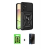 MARSİLYAN™- Galaxy A25 5G Kılıf Ahenk Klasik - Siyah 3D Antistatik Hayalet Cam Ekran Koruyucu + Raze Metal Kamera Lens - SH