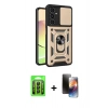 MARSİLYAN™- Galaxy A25 5G Kılıf Ahenk Klasik - Siyah 3D Antistatik Mat Seramik Nano Ekran Koruyucu + Raze Metal Kamera Lens - SH
