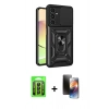 MARSİLYAN™- Galaxy A25 5G Kılıf Ahenk Klasik - Siyah 3D Antistatik Mat Seramik Nano Ekran Koruyucu + Raze Metal Kamera Lens - SH