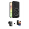 MARSİLYAN™- Galaxy A25 5G Kılıf Ahenk Klasik - Siyah 3D Antistatik Mat Seramik Nano Ekran Koruyucu + Valdez Metal Kamera Lens - SH