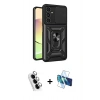 MARSİLYAN™- Galaxy A25 5G Kılıf Ahenk Klasik - Siyah 3D Antistatik Seramik Nano Ekran Koruyucu + Valdez Metal Kamera Lens - GS