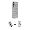 MARSİLYAN™- Galaxy A25 5G Kılıf Ahenk Modern Serisi - Şeffaf Pasifik Cam Ekran Koruyucu + Valdez Metal Kamera Lens - GS