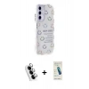 MARSİLYAN™- Galaxy A25 5G Kılıf Ahenk Modern Serisi - Şeffaf Pasifik Cam Ekran Koruyucu + Valdez Metal Kamera Lens - GS