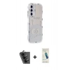 MARSİLYAN™- Galaxy A25 5G Kılıf Ahenk Modern Serisi - Şeffaf Pasifik Cam Ekran Koruyucu + Valdez Metal Kamera Lens - SH