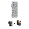 MARSİLYAN™- Galaxy A25 5G Kılıf Ahenk Modern Serisi - Siyah 3D Antistatik Mat Seramik Nano Ekran Koruyucu + Valdez Metal Kamera Lens - SH