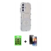 MARSİLYAN™- Galaxy A25 5G Kılıf Ahenk Modern Serisi - Siyah 3D Antistatik Mat Seramik Nano Ekran Koruyucu + Raze Metal Kamera Lens - SH