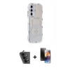 MARSİLYAN™- Galaxy A25 5G Kılıf Ahenk Modern Serisi - Siyah 3D Antistatik Mat Seramik Nano Ekran Koruyucu + Valdez Metal Kamera Lens - SH