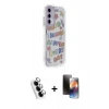 MARSİLYAN™- Galaxy A25 5G Kılıf Ahenk Modern Serisi - Siyah 3D Antistatik Mat Seramik Nano Ekran Koruyucu + Valdez Metal Kamera Lens - GS