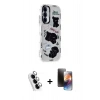 MARSİLYAN™- Galaxy A25 5G Kılıf Ahenk Modern Serisi - Siyah 3D Antistatik Mat Seramik Nano Ekran Koruyucu + Valdez Metal Kamera Lens - GS