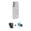 MARSİLYAN™- Galaxy A25 5G Kılıf Ahenk Modern Serisi - Siyah 3D Antistatik Seramik Nano Ekran Koruyucu + Valdez Metal Kamera Lens - SH