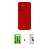 MARSİLYAN™- Galaxy A25 5G Kılıf Ahenk Serisi - Şeffaf Pasifik Cam Ekran Koruyucu + Raze Metal Kamera Lens - SH