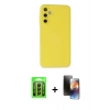 MARSİLYAN™- Galaxy A25 5G Kılıf Ahenk Serisi - Siyah 3D Antistatik Mat Seramik Nano Ekran Koruyucu + Raze Metal Kamera Lens - SH