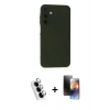 MARSİLYAN™- Galaxy A25 5G Kılıf Ahenk Serisi - Siyah 3D Antistatik Mat Seramik Nano Ekran Koruyucu + Valdez Metal Kamera Lens - GS
