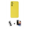 MARSİLYAN™- Galaxy A25 5G Kılıf Ahenk Serisi - Siyah 3D Antistatik Mat Seramik Nano Ekran Koruyucu + Valdez Metal Kamera Lens - GS