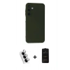 MARSİLYAN™- Galaxy A25 5G Kılıf Ahenk Serisi - Siyah 6D Antistatik Mat Seramik Hayalet Nano Ekran Koruyucu + Valdez Metal Kamera Lens - GS