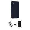 MARSİLYAN™- Galaxy A25 5G Kılıf Ahenk Serisi - Siyah 6D Antistatik Mat Seramik Hayalet Nano Ekran Koruyucu + Valdez Metal Kamera Lens - GS