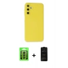 MARSİLYAN™- Galaxy A25 5G Kılıf Ahenk Serisi - Siyah 6D Antistatik Mat Seramik Hayalet Nano Ekran Koruyucu + Raze Metal Kamera Lens - SH