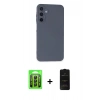 MARSİLYAN™- Galaxy A25 5G Kılıf Ahenk Serisi - Siyah 6D Antistatik Mat Seramik Hayalet Nano Ekran Koruyucu + Raze Metal Kamera Lens - SH