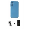 MARSİLYAN™- Galaxy A25 5G Kılıf Ahenk Serisi - Siyah 6D Antistatik Mat Seramik Hayalet Nano Ekran Koruyucu + Valdez Metal Kamera Lens - GS