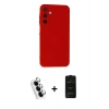 MARSİLYAN™- Galaxy A25 5G Kılıf Ahenk Serisi - Siyah 6D Antistatik Mat Seramik Hayalet Nano Ekran Koruyucu + Valdez Metal Kamera Lens - GS