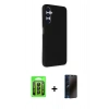 MARSİLYAN™- Galaxy A25 5G Kılıf Akış Asil Koleksiyonu - Siyah 3D Antistatik Hayalet Cam Ekran Koruyucu + Raze Metal Kamera Lens - SH