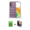 MARSİLYAN™- Galaxy A25 5G Kılıf Atlas Koleksiyonu - Siyah 3D Antistatik Mat Seramik Nano Ekran Koruyucu + Raze Metal Kamera Lens - GS